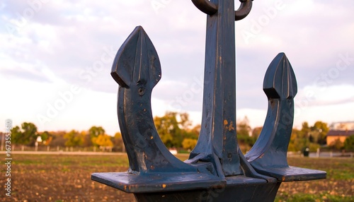 Close-up of a dark metal anchor