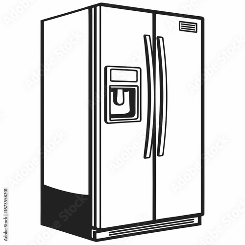 modern refrigerator isolated on white background