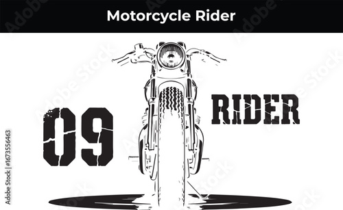 Vintage motorcycle rider design featuring a classic bike illustration with retro style, perfect for graphic design, apparel, and motorcycle enthusiast