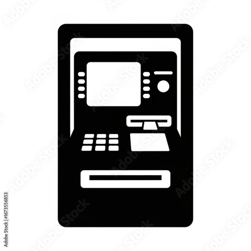 Black and white icon of an automated teller machine