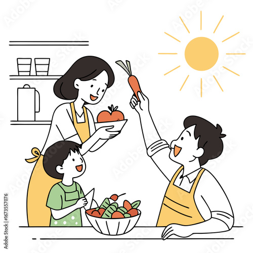 Parents teacing abaout healthy eating