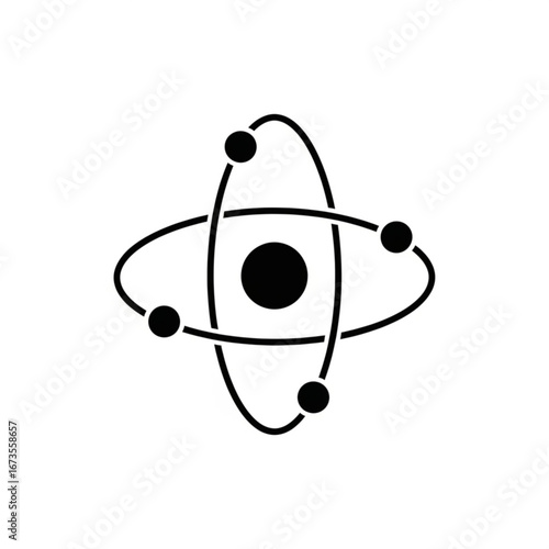 Stylized atom icon with orbiting electrons and nucleus