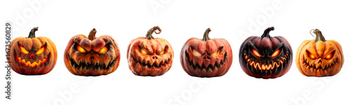 Evil pumpkins with glowing eyes