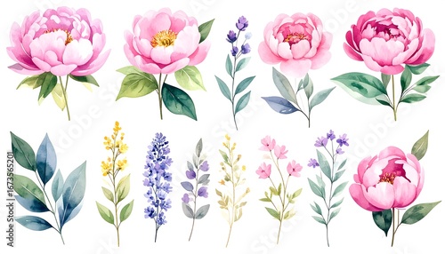 Wallpaper Mural Collection of delicate floral elements Torontodigital.ca