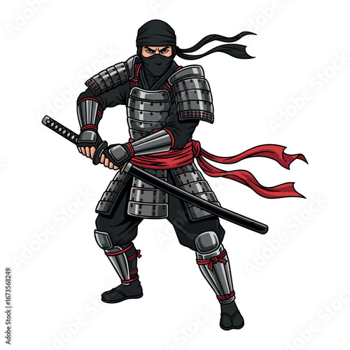 Samurai Ninja Holding Katana Sword