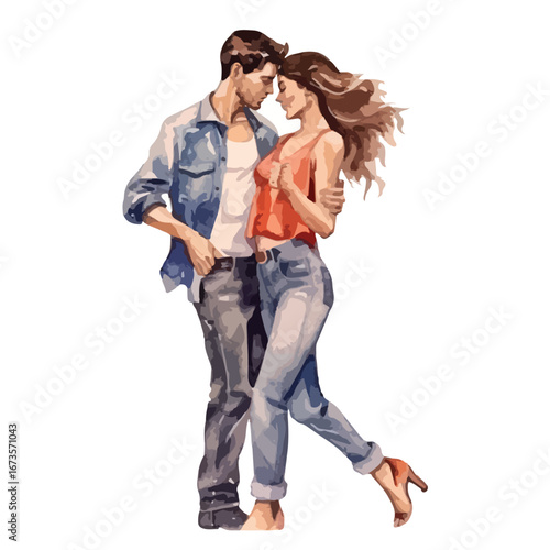 Affectionate Couple in Stylish Denim Apparel