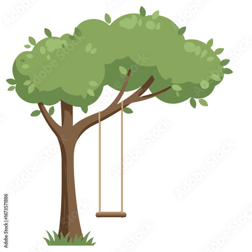 Peaceful outdoor scene featuring a single swing on a tree, illustrating solitude, nature, and cherished summer memories