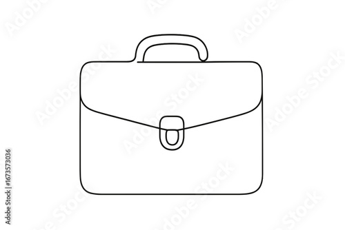 Business briefcase with handle, drawn with a single line, symbol of career, work and success. Suitable for use in projects related to business, employment, education, finance.
