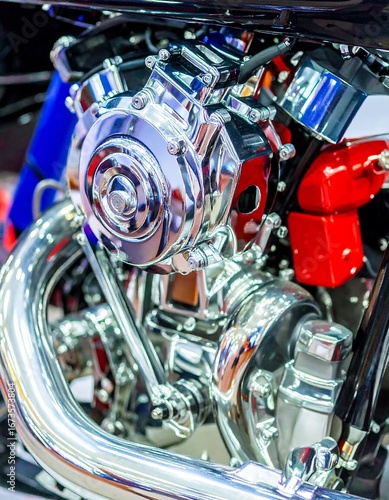 Close-up of a motorcycle engine