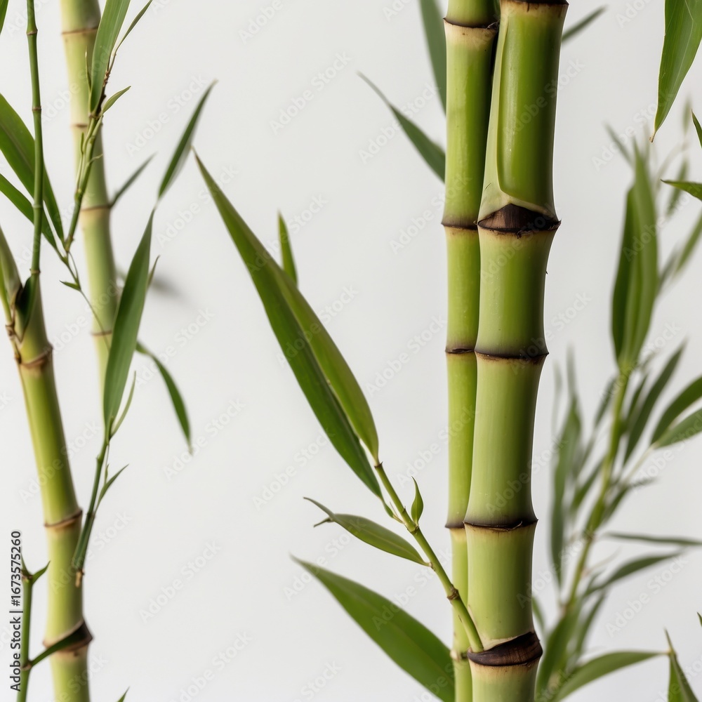 Obraz premium Bamboo stalk isolated on neutral background.