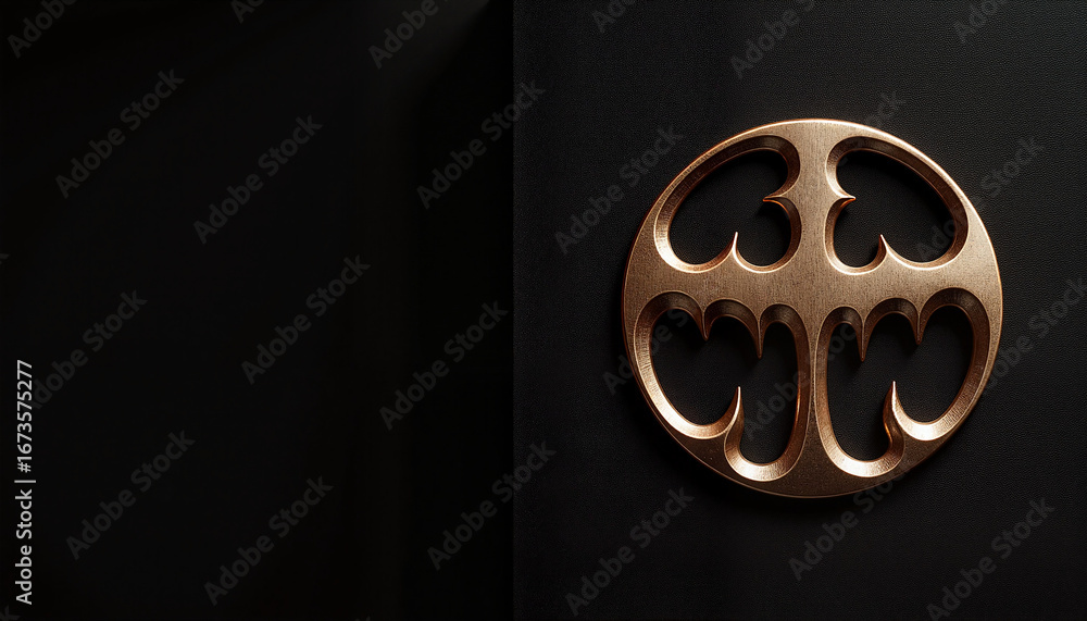 Obraz premium Bronze medallion on black background, with space for text