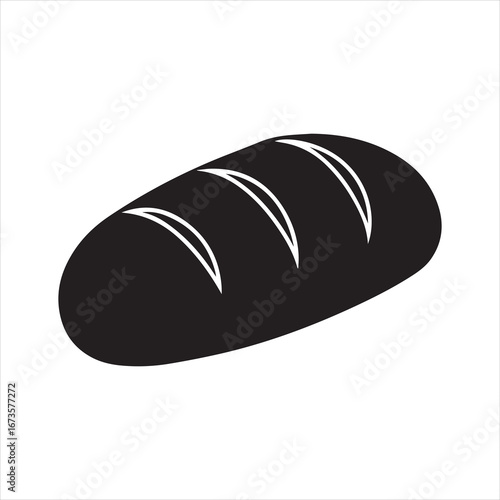 silhouette, liner loaf of bread, vector illustration of bread