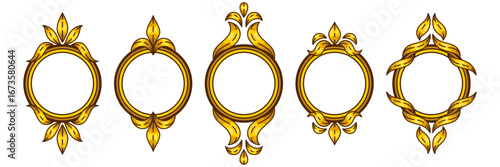 Set of frames in baroque style. Decorative curling plant.