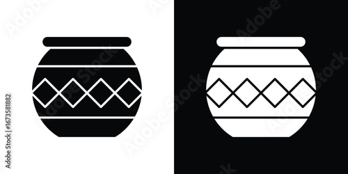 Indian pot icons, emblem logo or badge designs.