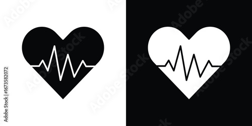 Heartbeat icons, emblem logo or badge designs.