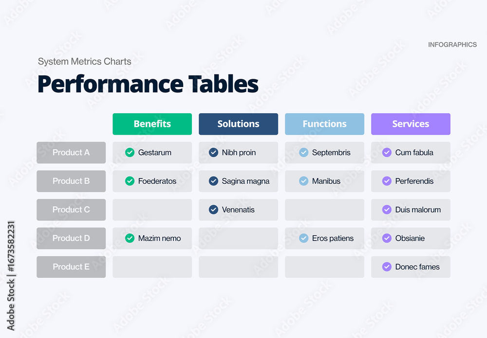 Tables Infographic in Modern Corporate Business Presentation Style ...