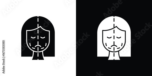 Facelifting procedure icons, emblem logo or badge designs.