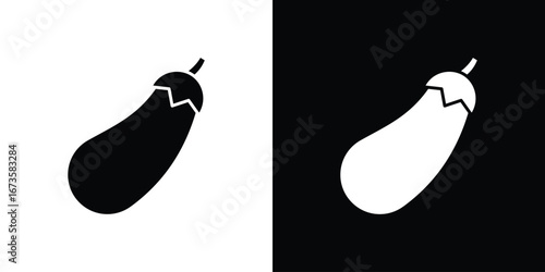 Eggplant icons, emblem logo or badge designs.