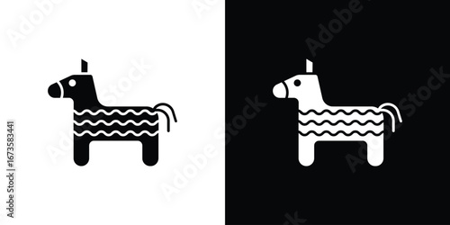 Donkey pinata icons, emblem logo or badge designs.
