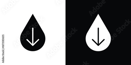 Crude oil barrel price falling down icons, emblem logo or badge designs.