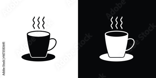 Cup of coffee icons, emblem logo or badge designs.