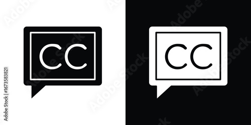Closed caption icons, emblem logo or badge designs.