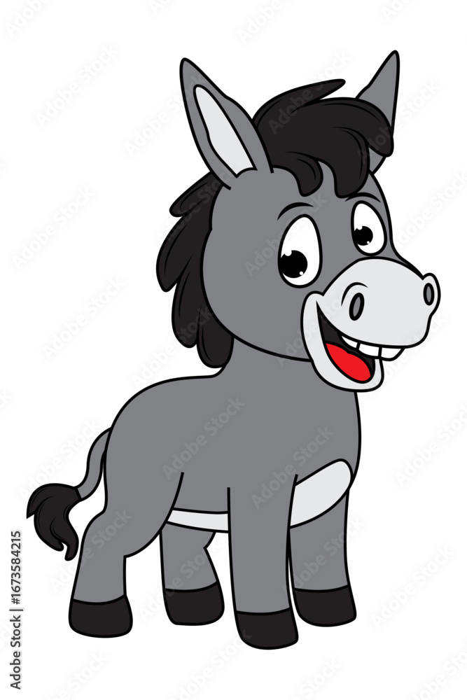 Obraz premium cute donkey animal cartoon illustration