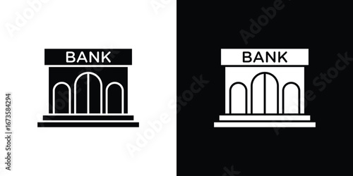 Bank building icons, emblem logo or badge designs.