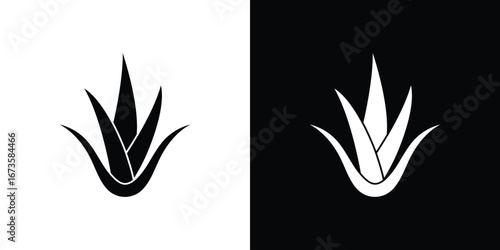 Aloe vera icons, emblem logo or badge designs.