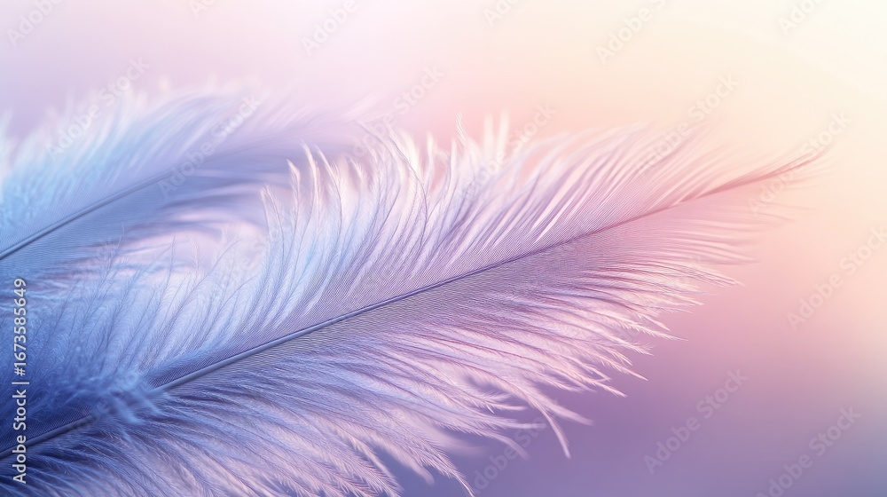 Fototapeta premium Close-up view of delicate feathers in pastel shades.