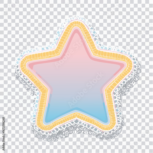 星型のゆめかわレースフレーム幻想的で可愛いデザイン素材