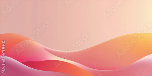 Flowing lines of pink and blue form a vibrant, abstract wave background with a smooth, futuristic design