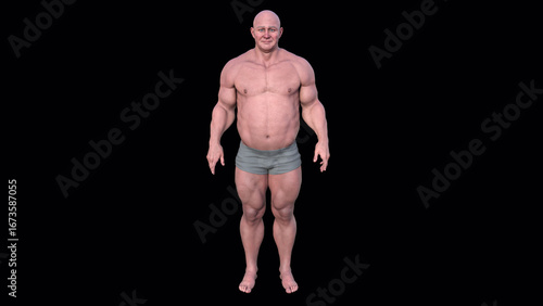Konstfotografi A bodybuilder middle aged man, 3D illustration