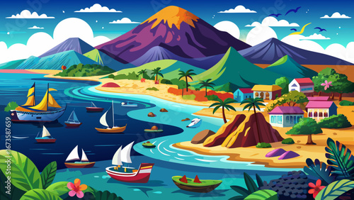 Cape Verde islands offer volcanic beauty. Black sand beaches meet emerald waters, colorful fishing boats line coastal villages, and Atlantic breezes sweep across this vibrant West African archipelago.