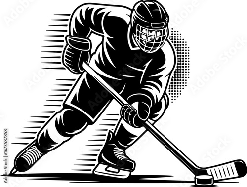 "Dynamic Ice Hockey Player in Action" vector 