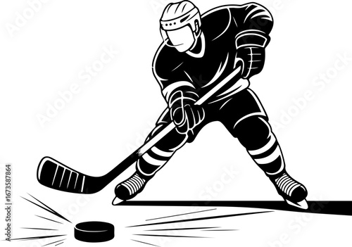 "Dynamic Ice Hockey Player in Action" vector 
