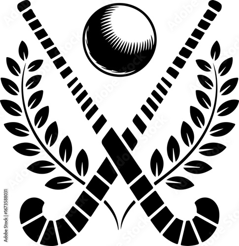 Field Hockey Sticks and Ball Emblem" Vector Graphics