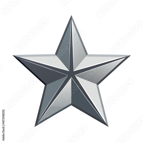 Silver star emblem isolated on white background