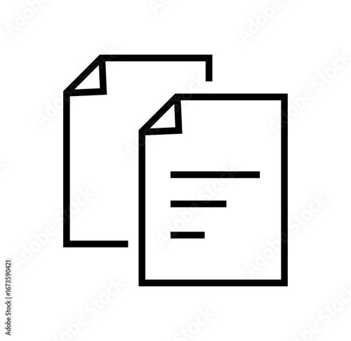 Double document, ui,write document user interface outline icon 
