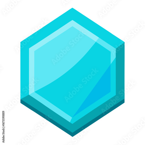 Blue hexagonal gemstone isolated on white background