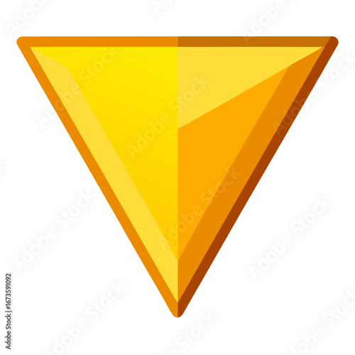 Geometric yellow orange triangle shape isolated on white background