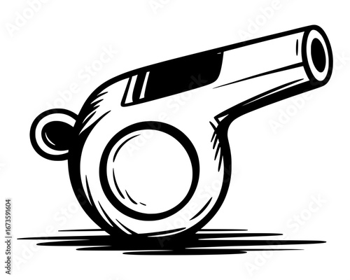 Hand drawn referee whistle sketch illustration transparent background sports concept