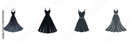 Diverse range of black dresses for formal wear.