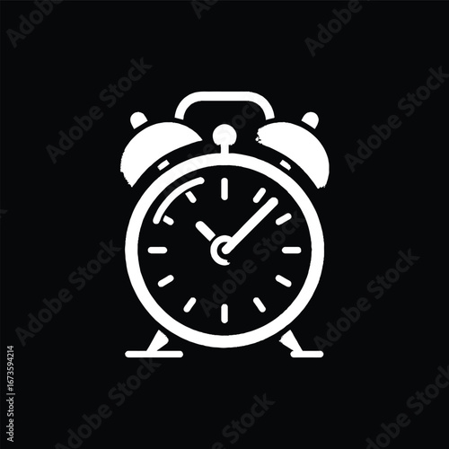 Alarm Clock Icon Black and White Icon