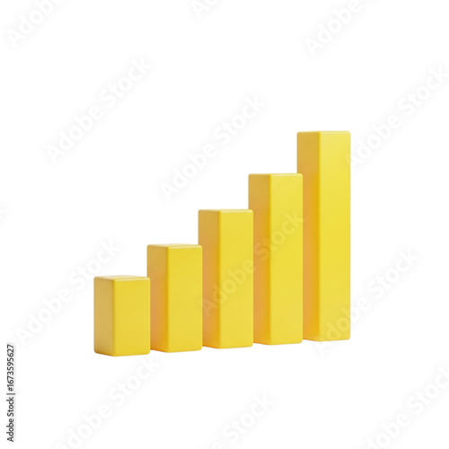 Rising yellow bar graph symbolizing growth success and positive financial performance for business presentations
