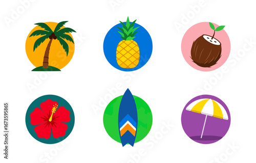 Tropical elements graphic icons
