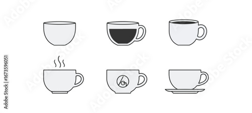 Variety of coffee cups illustration