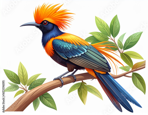 cenderawasih, bird of paradise, burung surga, papua, endemik, vektor, eps10, svg, flat, gradient, monoline, bulu, fauna indonesia, satwa liar, ikon, ilustrasi, minimalis, white background, isolated,