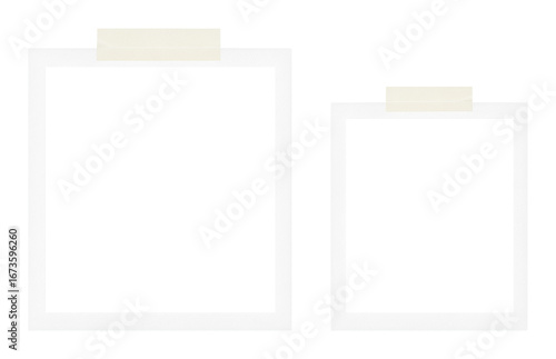 Obraz na plátně two blank polaroid photo frame templates with adhesive tape strips on top isolat