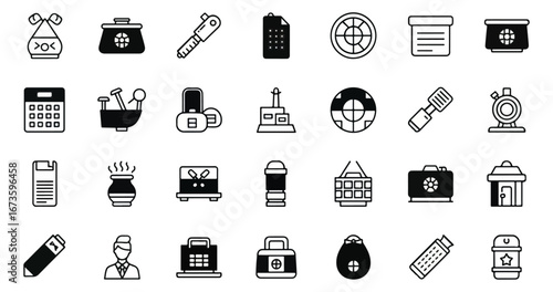Various black and white icons collection